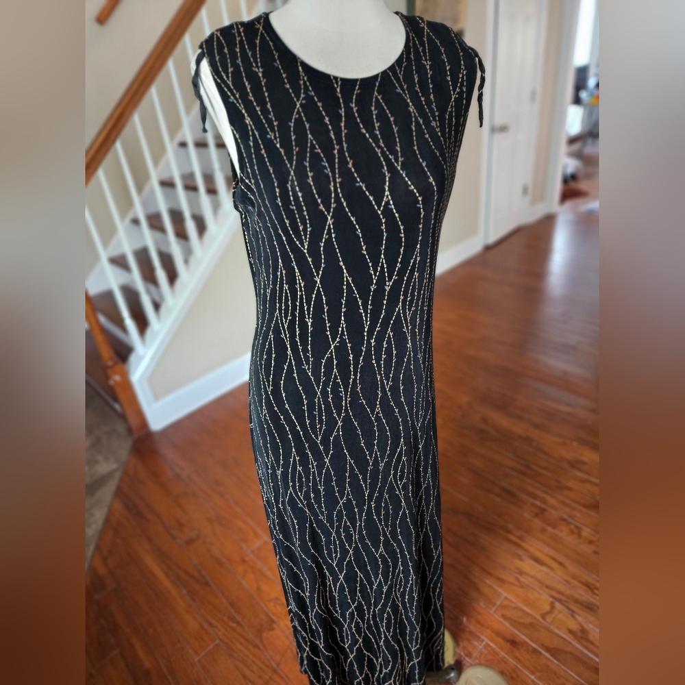 VTG 80s Ronni Nicole Stretchy Embroidered Dress Size 14